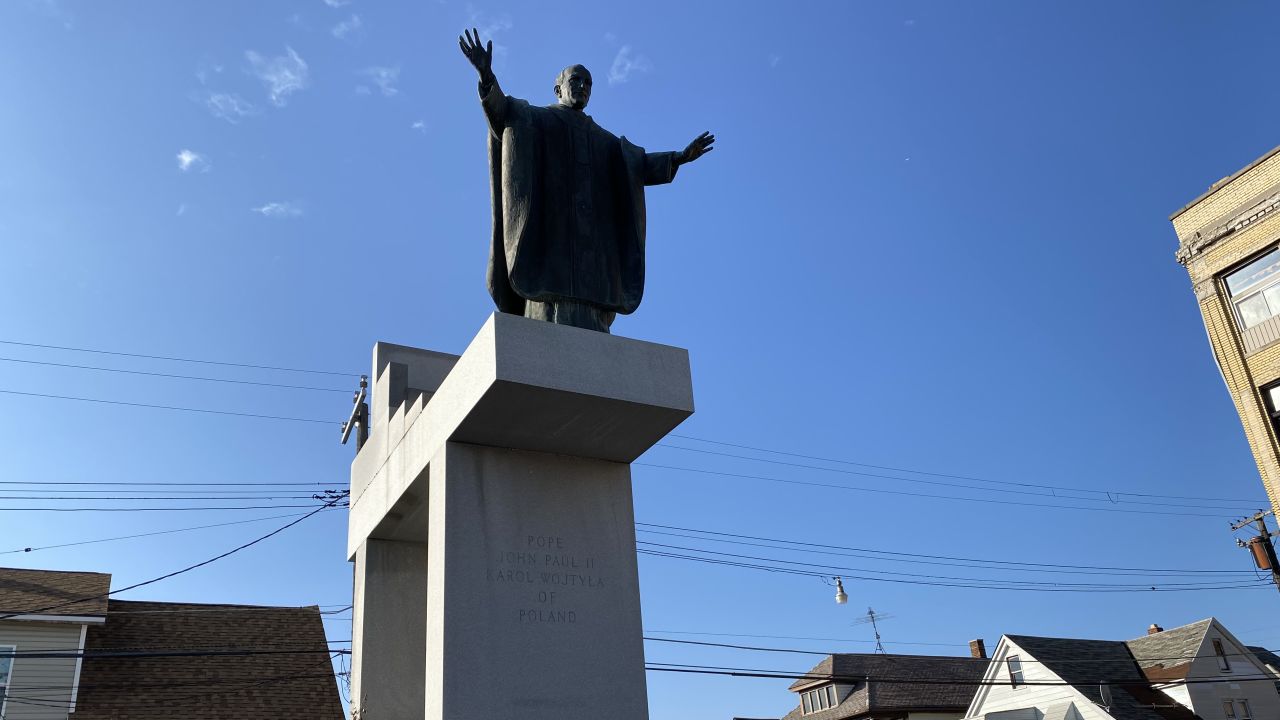 A statue of John Paul II, the only Polish Pope, towers over Hamtramck still.