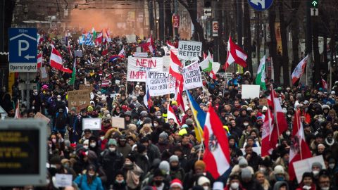 Austria, the first EU country to pursue compulsory Covid jabs, has seen several large protests against the plan.