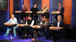 The "Celeb School Game Show" sketch on Saturday Night Live's Episode 1808, with host Rami Malek as Pete Davidson, Pete Davidson as Rami Malek, Sarah Sherman as Kristen Wiig, James Austin Johnson as Adam Driver, Chris Redd as Lil Wayne, Chloe Fineman as Jennifer Coolidge, Bowen Yang as George Takei, and Mikey Day as John Oliver during on Saturday, October 16, 2021.