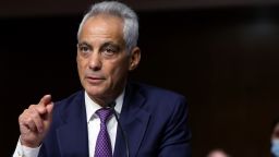 WASHINGTON, DC - OCTOBER 20: Rahm Emanuel, former Mayor of Chicago and former chief of staff in the Obama White House, testifies during a confirmation hearing before Senate Foreign Relations Committee at Dirksen Senate Office Building on Capitol Hill October 20, 2021 in Washington, DC. Emanuel will become the next U.S. Ambassador to Japan if confirmed by the Senate. (Photo by Alex Wong/Getty Images)