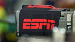 AUSTIN, TX - OCTOBER 07: A detail view of an ESPN logo is seen on a broadcast tv camera during a CONCACAF World Cup qualifying match between the United States and Jamaica on October 07, 2021 at Q2 Stadium in Austin, TX. (Photo by Robin Alam/Icon Sportswire via Getty Images)