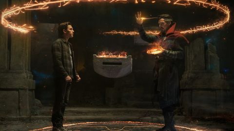 Tom Holland and Benedict Cumberbatch in 'Spider-Man: No Way Home.'
