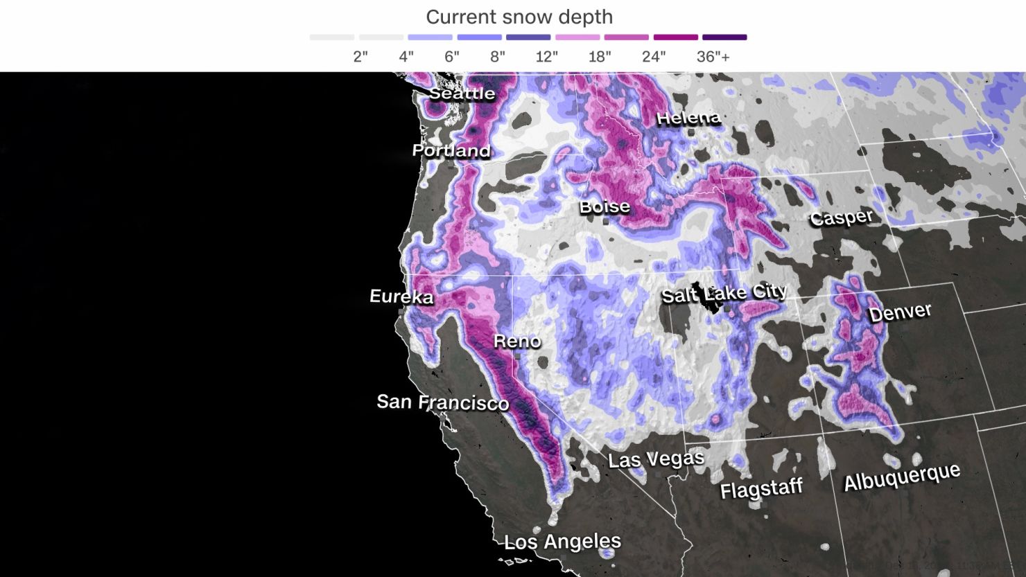weather snow depth map west us 121821