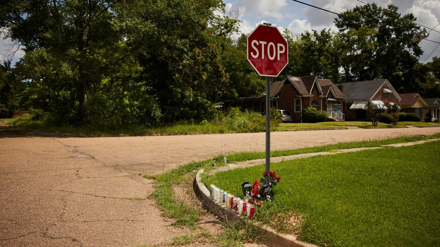 A memorial in Jackson, Mississippi, honors 28-year-old Akeem Nolan, who was fatally shot in July. The city shattered its homicide record in 2020 with 130 and broke that record again this year.