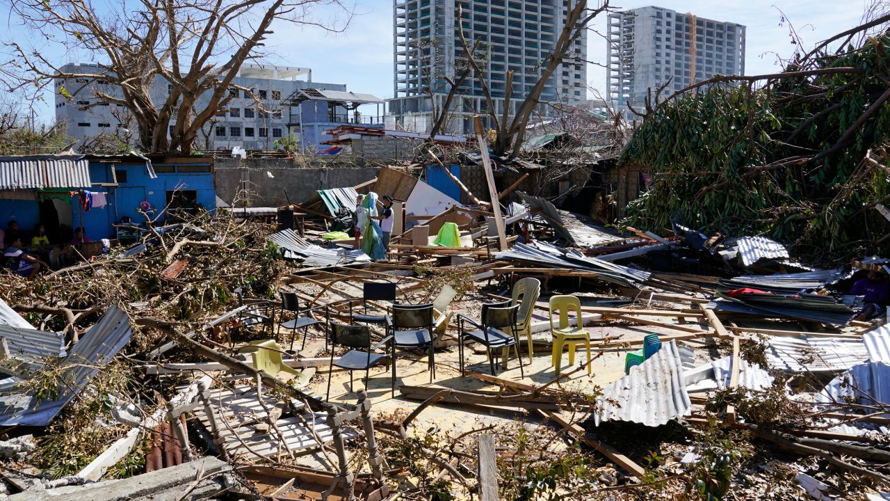 Items salvaged from a damaged structure due to Typhoon Rai in Cebu province, central Philippines on December 20, 2021. 