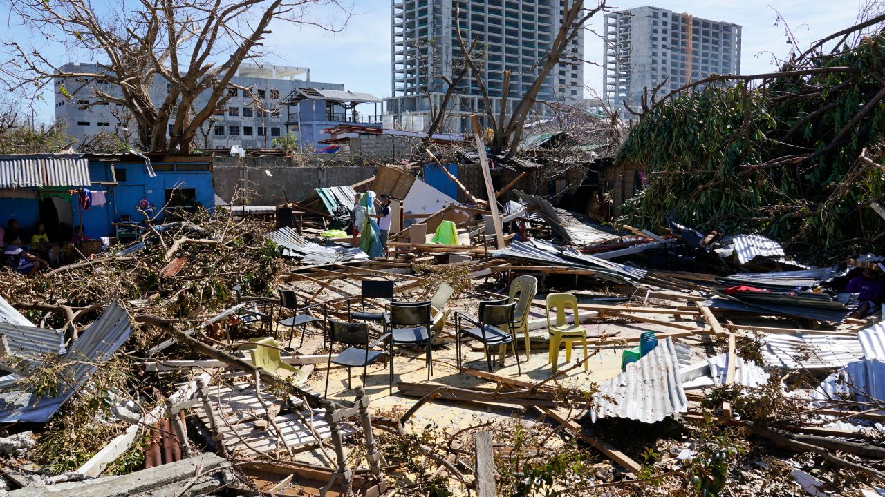 Items salvaged from a damaged structure due to Typhoon Rai in Cebu province, central Philippines on December 20, 2021.