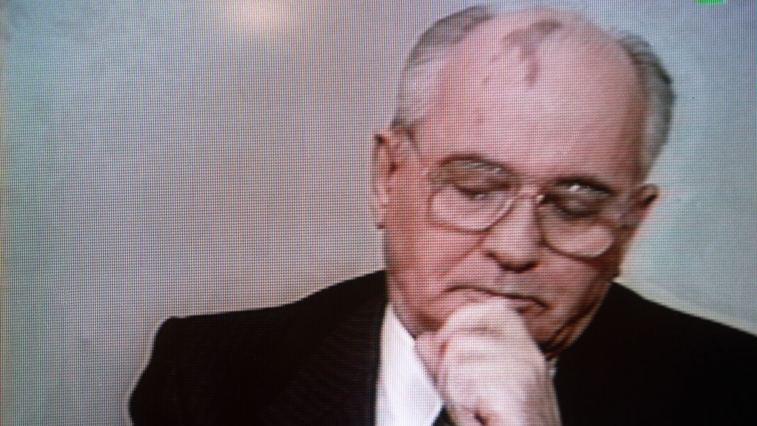 Soviet President Mikhail Gorbachev looks downcast as he announces his resignation on a TV image taken in Moscow on December 25, 1991. Gorbachev thus ended nearly seven years of power and signaled the end of the Soviet Union, which had begun in 1917 with a revolution.