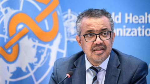 World Health Organization (WHO) Director-General Tedros Adhanom Ghebreyesus speaks during a press conference on December 20, 2021 at the WHO headquarters in Geneva.