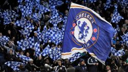 TOPSHOT - Chelsea fans wave flags ahead of the UEFA Champions League semi-final first leg football match between Chelsea and Barcelona at Stamford Bridge in London, England on April 18, 2012. AFP PHOTO/ LLUIS GENE (Photo by Lluis GENE / AFP) (Photo by LLUIS GENE/AFP via Getty Images)