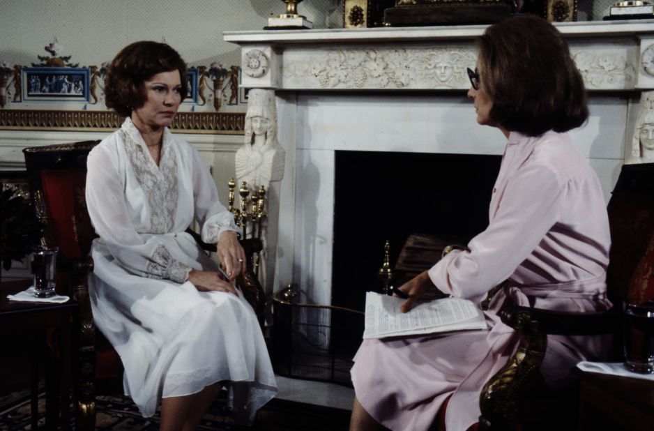 Rosalynn is interviewed by Barbara Walters for a TV special that aired in December 1976.