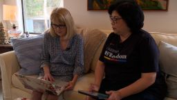 Carolyn Foote, left, a retired school librarian in Austin, Texas and Becky Calzada, right, a school district library coordinator in nearby Leander, launched the online campaign #FReadom earlier this year to push back against the national effort to pull LGBT-themed books from school library shelves.  