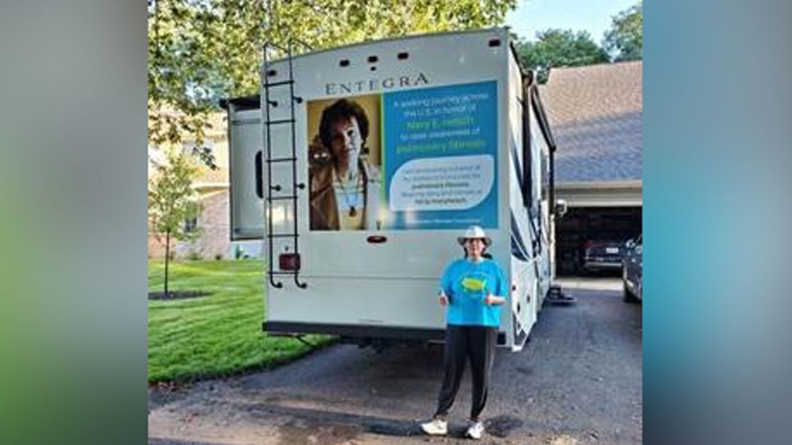 Joan and Clarence Dold drive along in this RV to accompany Mary on her journey.