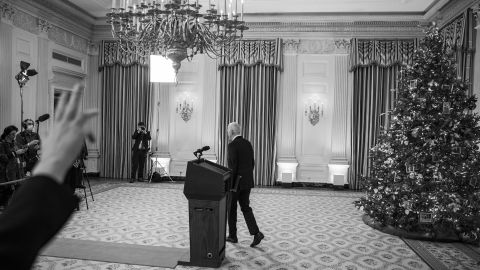 President Joe Biden after speaking at the White House in Washington, Dec. 3, 2021.