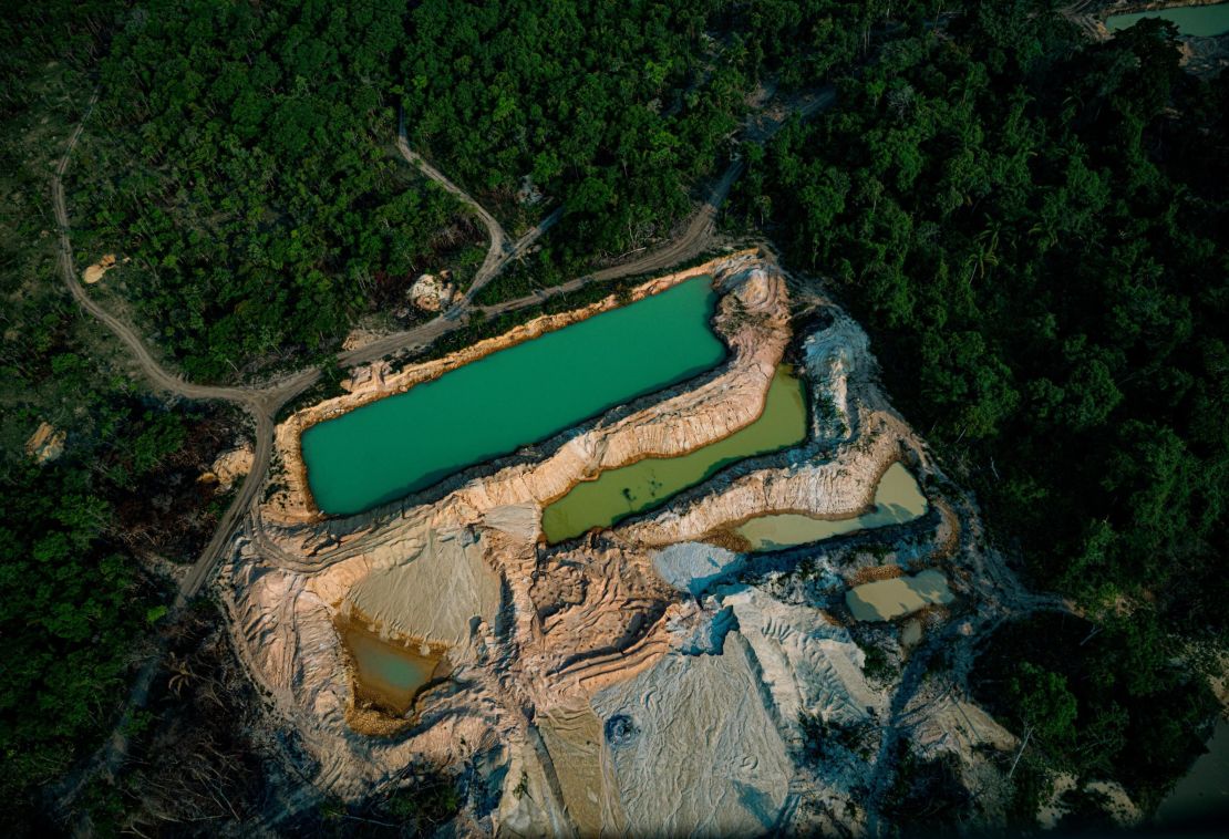 Illegal gold mining in the Amazon, seen above the Kayapó territory on September 22. Illegal gold mining results in deforestation and mercury poisoning of the water and food chain. The price of gold and other precious metals have soared during the Coronavirus pandemic, which has led to an increase in illegal mining and deforestation in the Amazon.