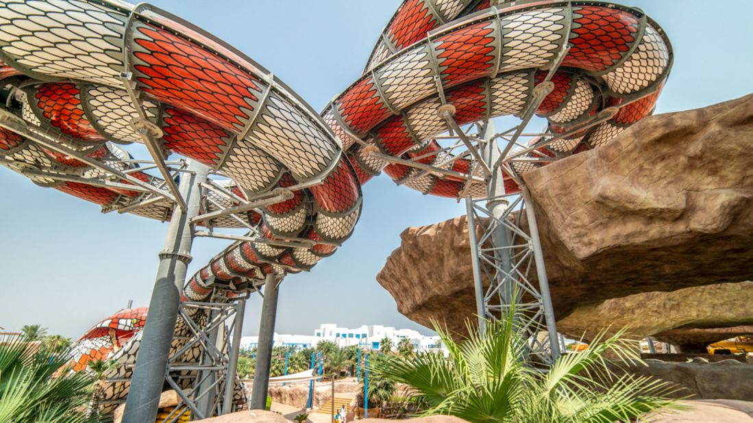 <strong>Snake slide: </strong>Another theme park attraction is the King Cobra water slides. 