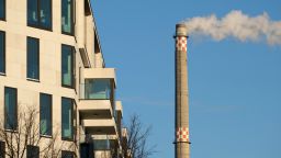 Exhaust emerges from the smokestack of a natural-gas fired power plant near a residential area in the city center on January 21, 2020 in Berlin, Germany. Germany is seeking to reduce its CO2 emissions in accordance with the Paris climate agreement.