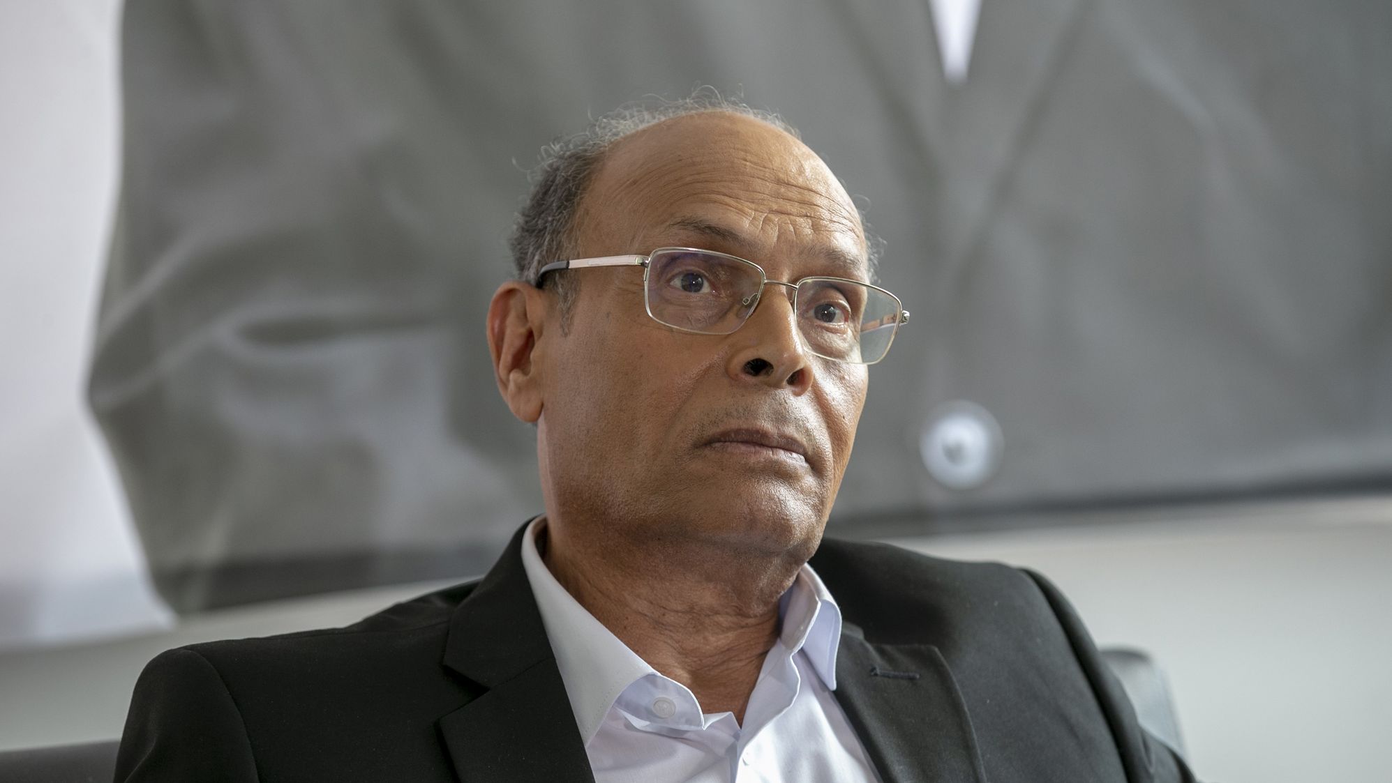 Former Tunisian President Moncef Marzouki speaks in Tunis in 2019.