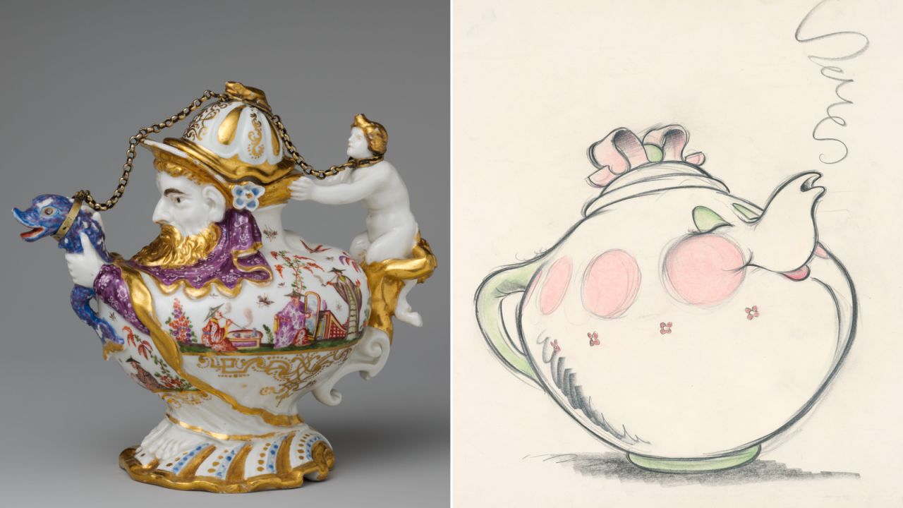 The exhibition draws direct comparisons between European decorative arts and the famous animated characters and settings of Disney films.