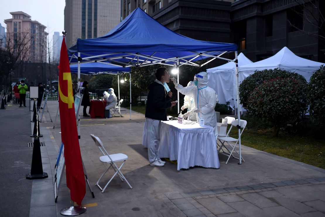 A resident gets tested for Covid-19 in Xi'an, China, on December 23.