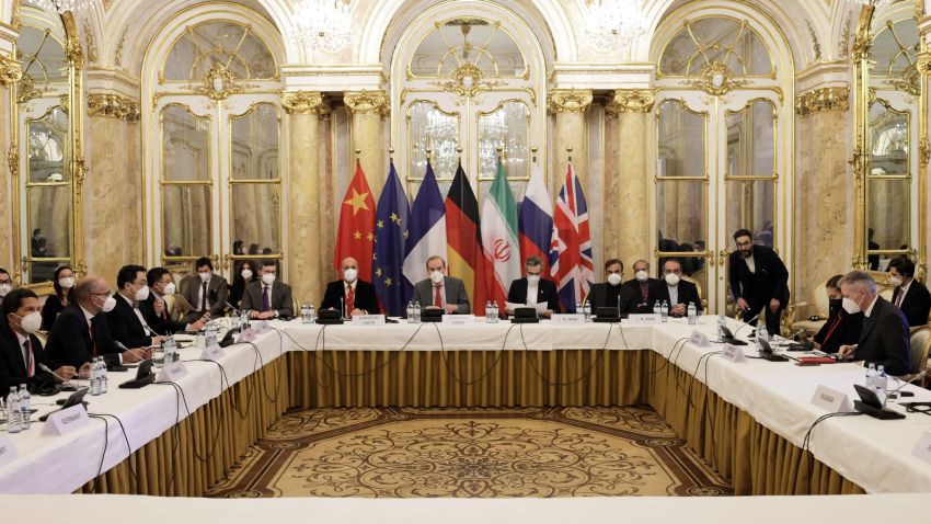 Photo taken on Dec. 17, 2021 shows a meeting of the Joint Comprehensive Plan of Action (JCPOA) Joint Commission in Vienna, Austria. The seventh round of the Iran nuclear talks concluded here on Friday. The aim of the talks is to resume the implementation of the Joint Comprehensive Plan of Action (JCPOA), also referred to as the 2015 nuclear deal. (EU Delegation in Vienna/Handout via Xinhua)
