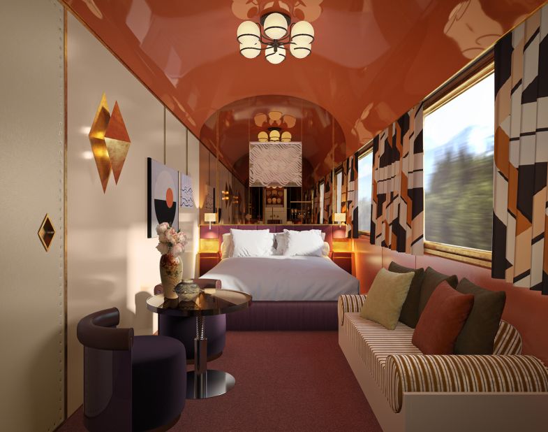<strong>Plush interior: </strong>The 11-carriage train, which will travel across 14 regions and 131 cities around Italy, pays homage to the "La Dolce Vita" period of the 1960s.