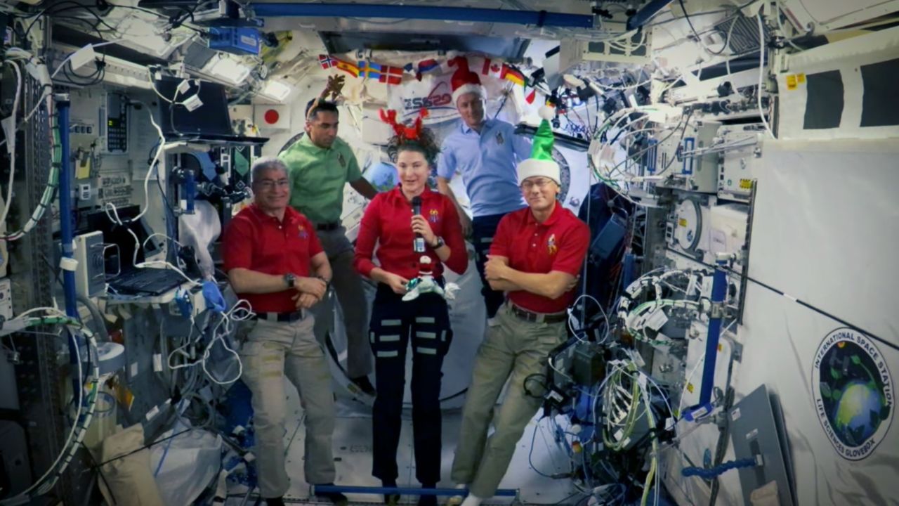 The current crew on the space station includes (from left) NASA astronauts Mark Vande Hei, Raja Chari and Kayla Barron; European Space Agency astronaut Matthias Maurer; and NASA astronaut Dr. Thomas Marshburn.
