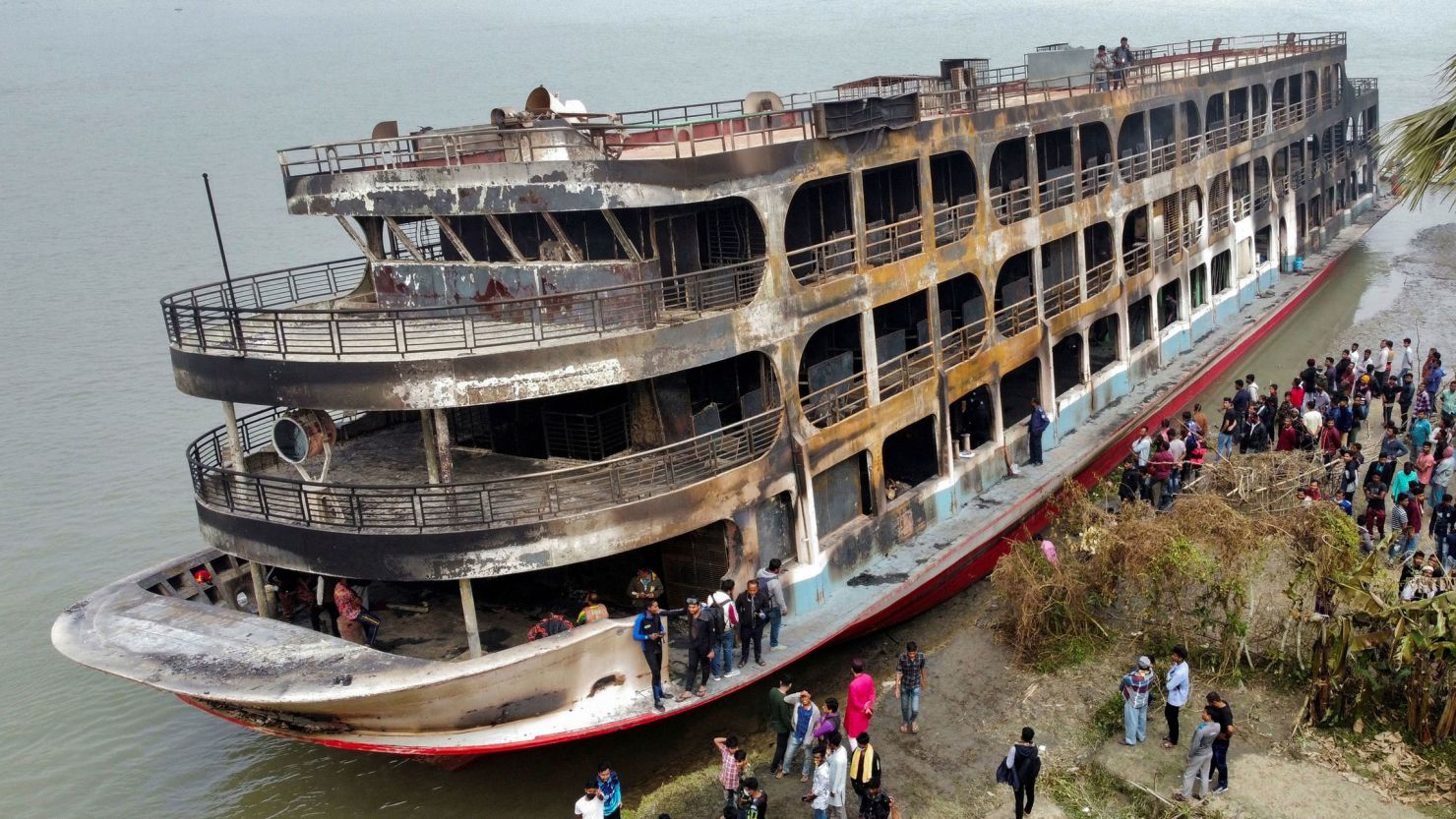 The passenger ferry caught fire and killed at least 38 people in Jhalalathi, Bangladesh, December 24.