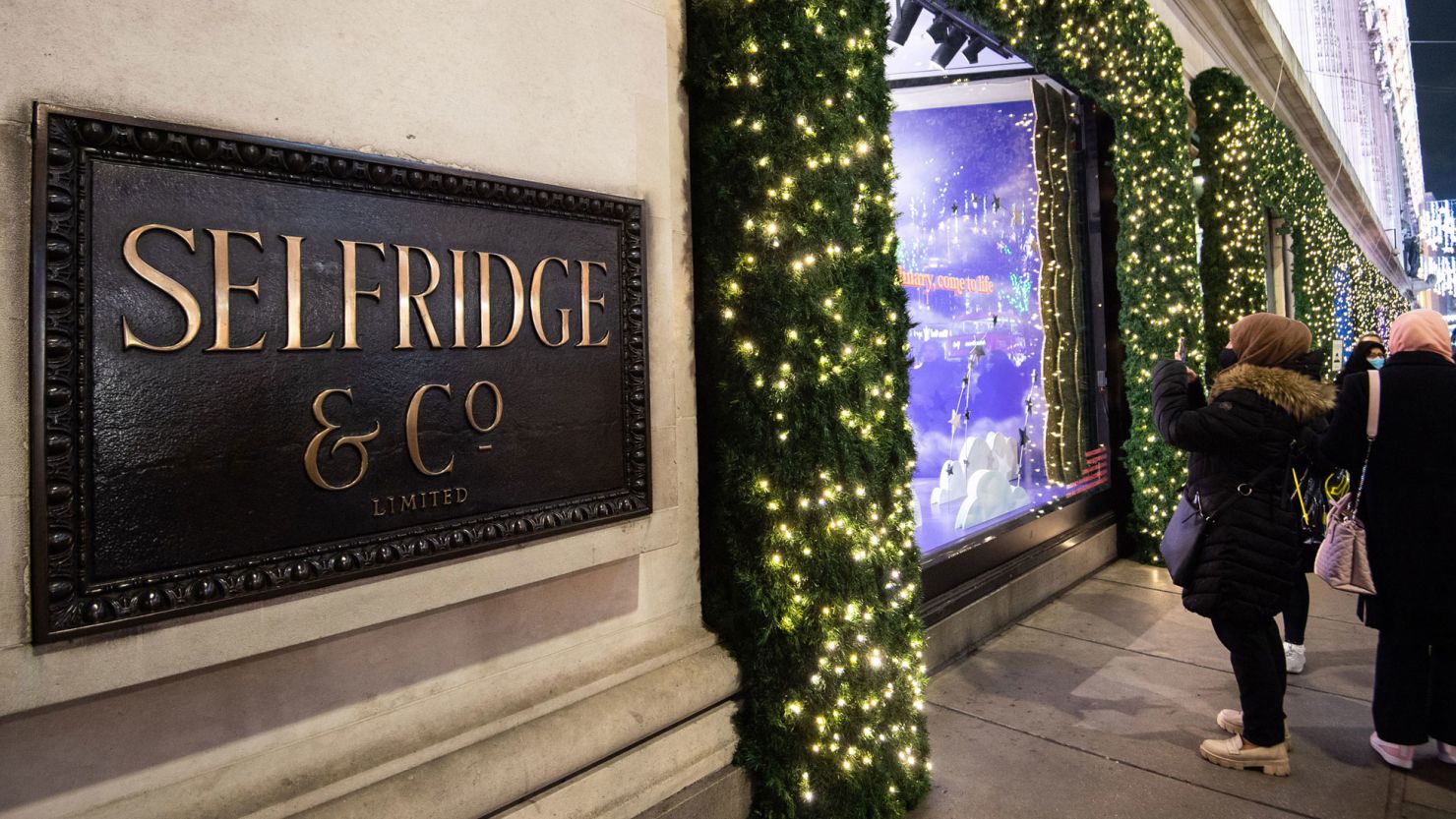 Decorations at Selfridges on Oxford Street as London prepares for the festive season.