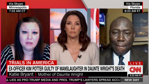 Katie Bryant, left, and attorney Benjamin Crump talk to CNN's Erica Hill on Friday morning.