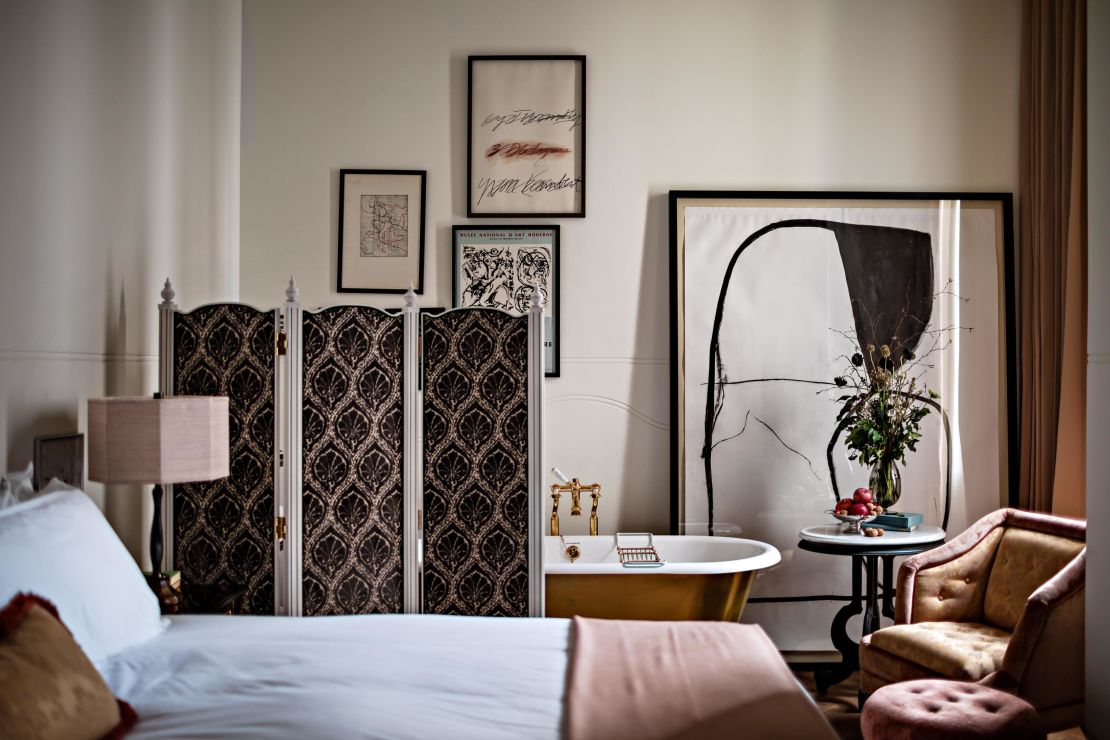 Rooms at NoMad London are cool and eclectic. There's also a signature restaurant on site.