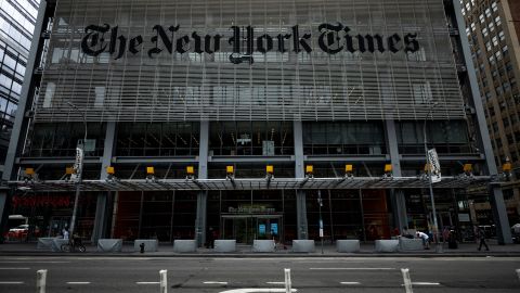 The New York Times building is seen on June 30, 2020 in New York City.