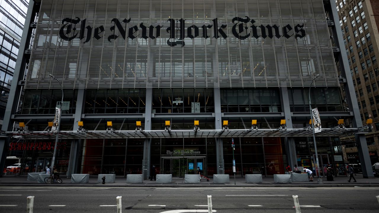 The New York Times building is seen on June 30, 2020 in New York City.