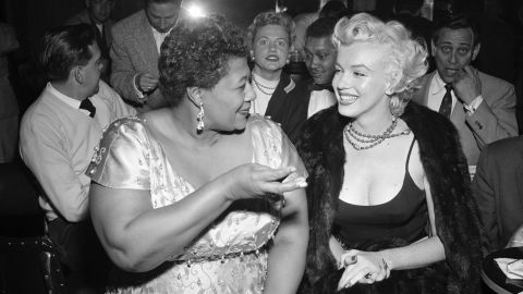 Monroe is seen with singer Ella Fitzgerald at the Tiffany Club in Hollywood, California, in 1954. "My very favorite person, and I love her as a person as well as a singer, I think she's the greatest, and that's Ella Fitzgerald," said Monroe.