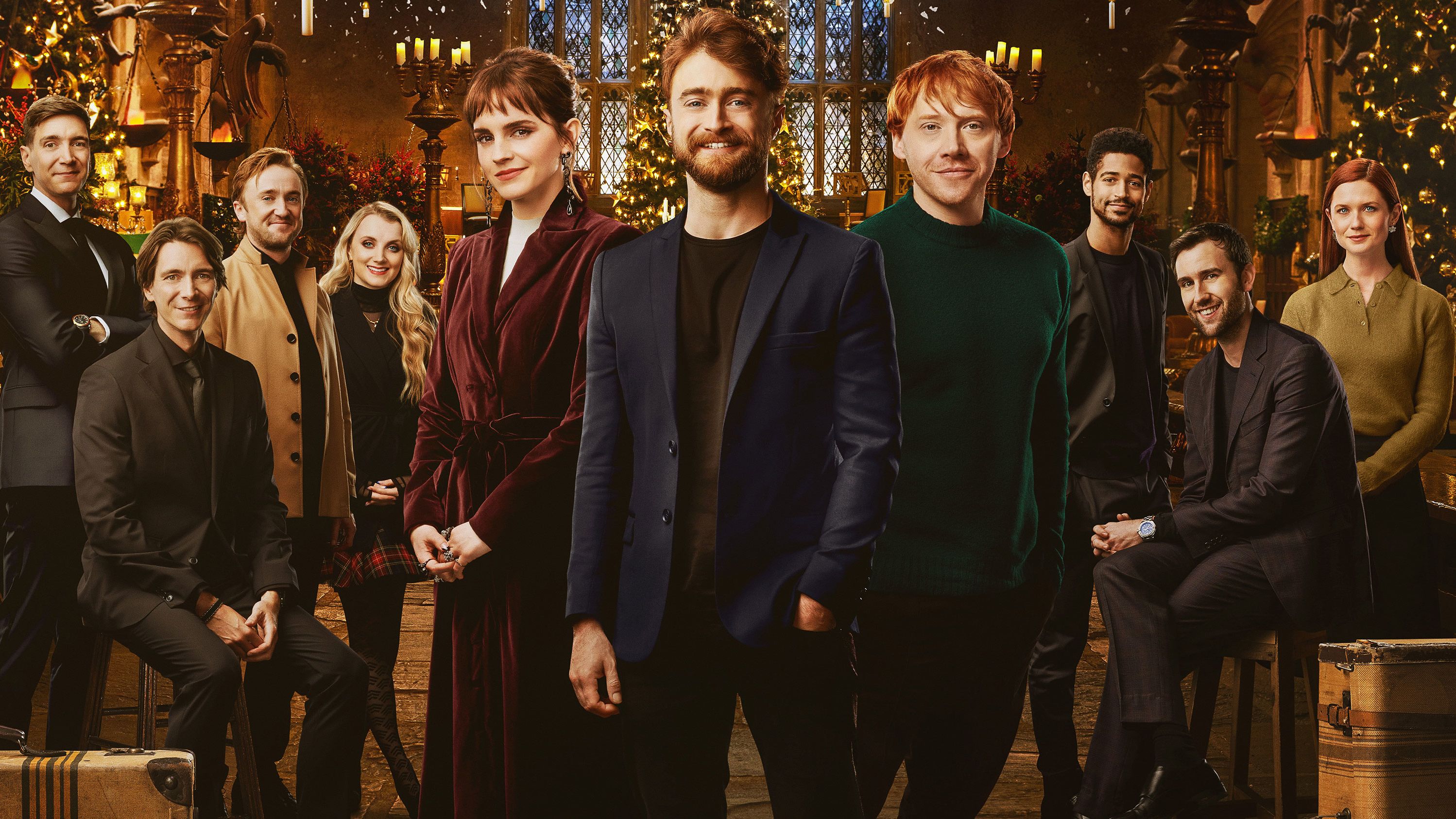  Emma Watson, Daniel Radcliffe and Rupert Grint (center foreground) in the HBO Max special 'Harry Potter 20th Anniversary: Return to Hogwarts.'