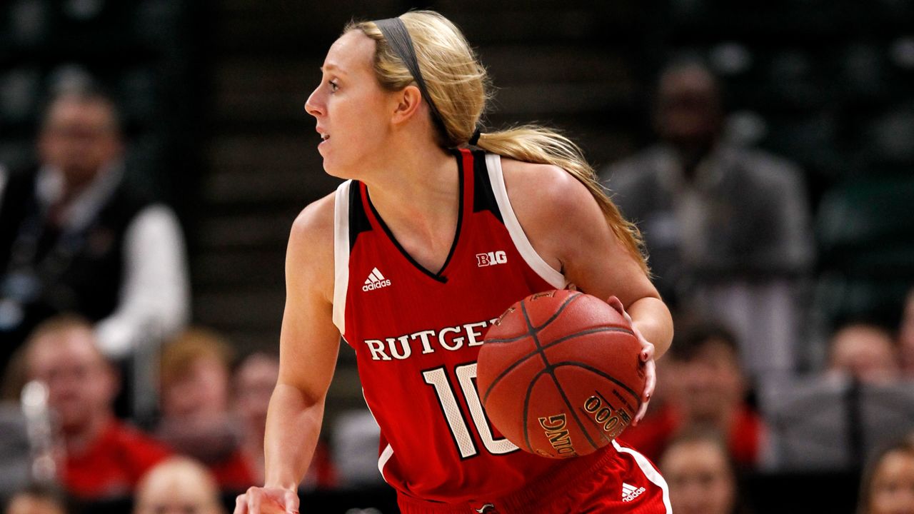 Fitzpatrick was a guard for the Rutgers Scarlet Knights. Here she is seen in a game against the Ohio State Buckeyes in Indianapolis in March 2018.