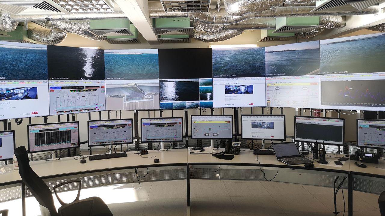 The control room monitors the lagoon from the safety of the artificial island.