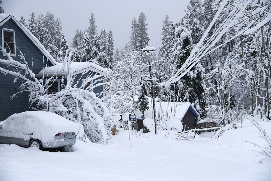 The snow on Spring Street in Nevada City, California, is seen Monday.