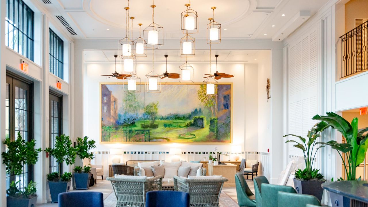 The Loutrel has a veranda-inspired lobby and rooms decorated in hues of blue, green and gold.