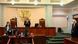 Russia's Supreme Court judge Alla Nazarova (center) orders the closure of Memorial International on Tuesday.