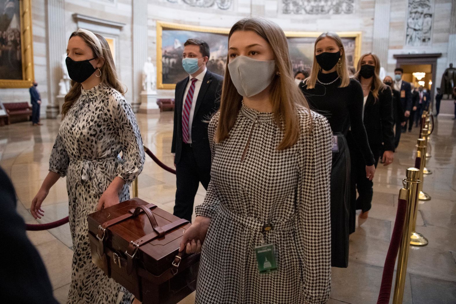 Chamber assistants carry Electoral College ballot boxes at the Capitol. Congress' counting of electoral votes is typically little more than an afterthought. But this joint session was expected to be a contentious affair with some Republicans objecting to the count.