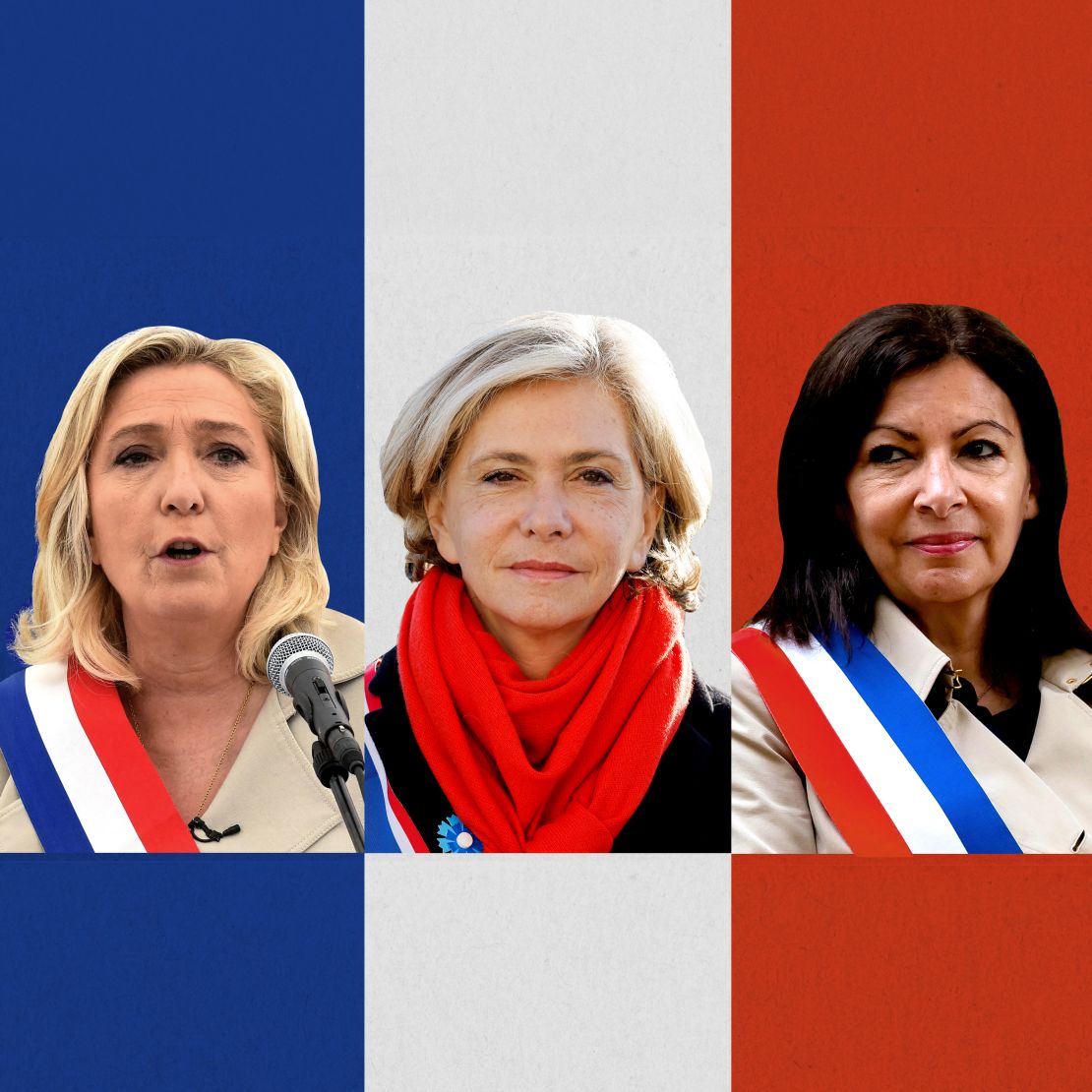 French far-right leader Marine Le Pen, center-right Republican Valérie Pécresse and Socialist nominee Anne Hidalgo are all running to become France's first female president.