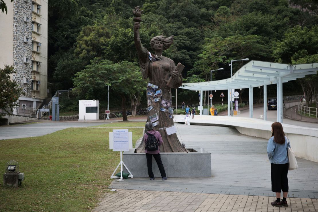 The "Goddess of Democracy" statue, in the Chinese University of Hong Kong, prior to its removal last week.