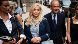 David Boies, representing several of Jeffrey Epstein's alleged victims, arrives with Virginia Giuffre, second left, at federal court in New York, on  Aug. 27, 2019. 