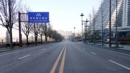 XI'AN, CHINA - DECEMBER 29, 2021 - Photo taken on Dec. 29, 2021 shows an empty street in Xi 'an, Shaanxi Province, China. (Photo credit should read Yi Qing / Costfoto/Future Publishing via Getty Images)