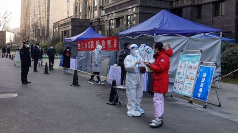 Residents queue to get tested for Covid-19 in Xi'an, China, on December 29, 2021.