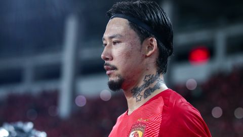 Zhang Linpeng of Guangzhou Evergrande looks on during the AFC Champions League match between the Chinese team and Kashima Antlers at Tianhe Stadium on August 28, 2019 in Guangzhou, China.