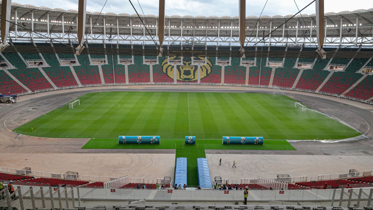 A general view of the Olembe complex at the Olembe stadium in Yaounde, Cameroon, on August 8, 2021.