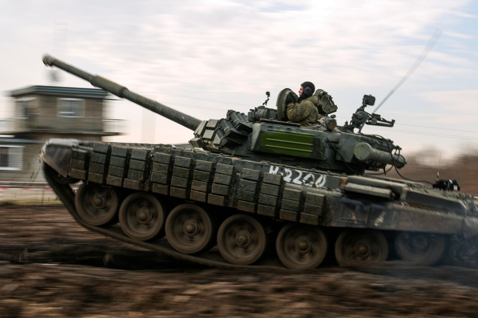 A Russian tank seen during a military drill at Molkino training ground in the Krasnodar region on Tuesday, December 14.