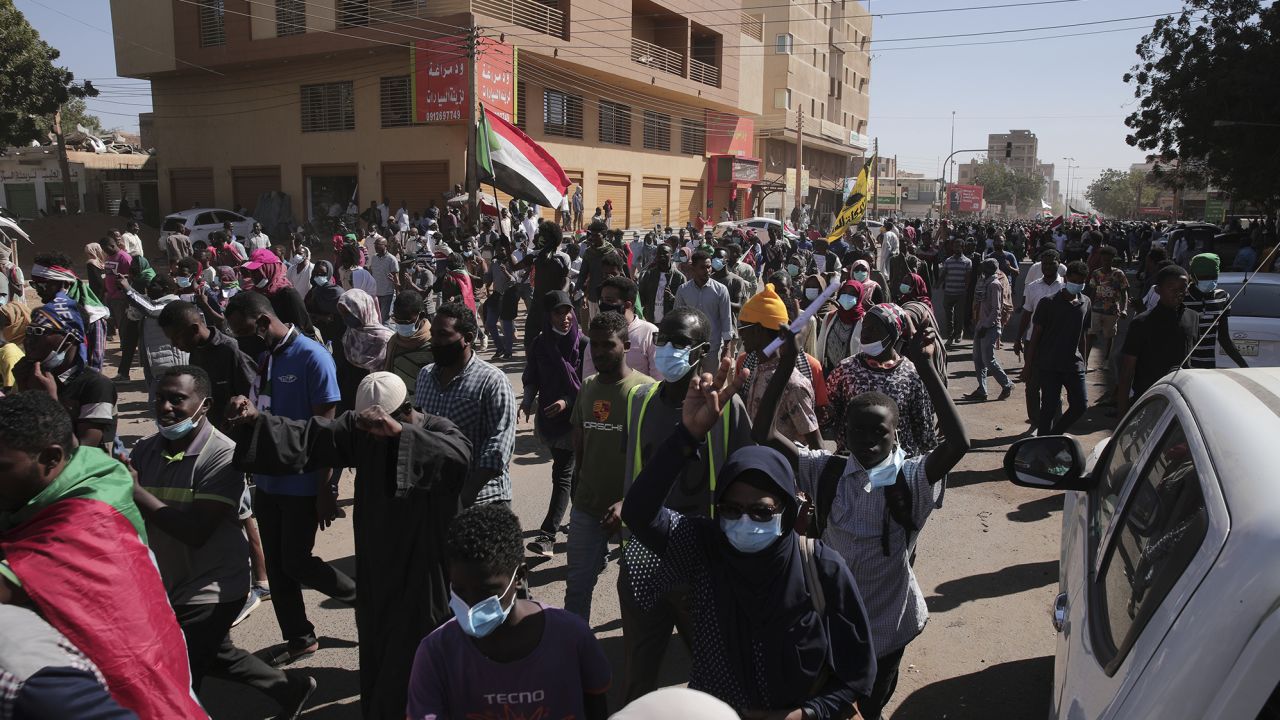 Protesters denounce the October 25 military coup in Khartoum, Sudan on Thursday.