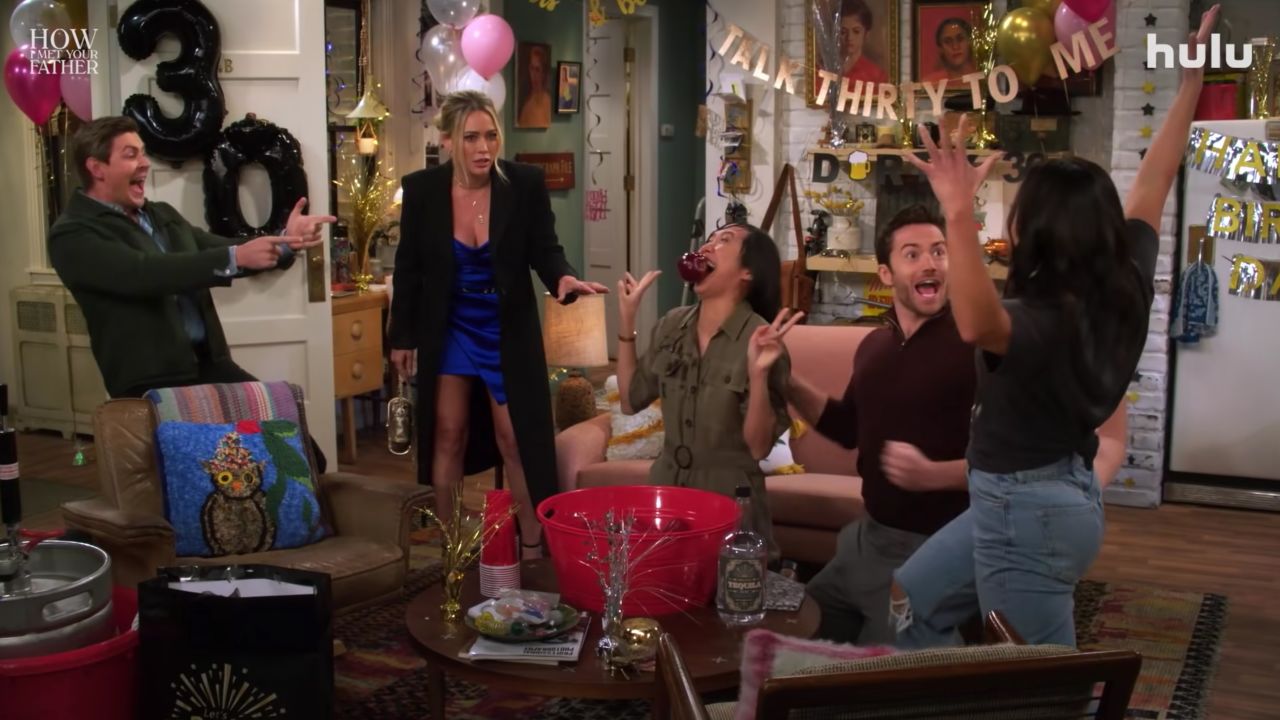 Christopher Lowell, Hilary Duff, Tien Tran and Tom Ainsley in 'How I Met Your Father' on Hulu.